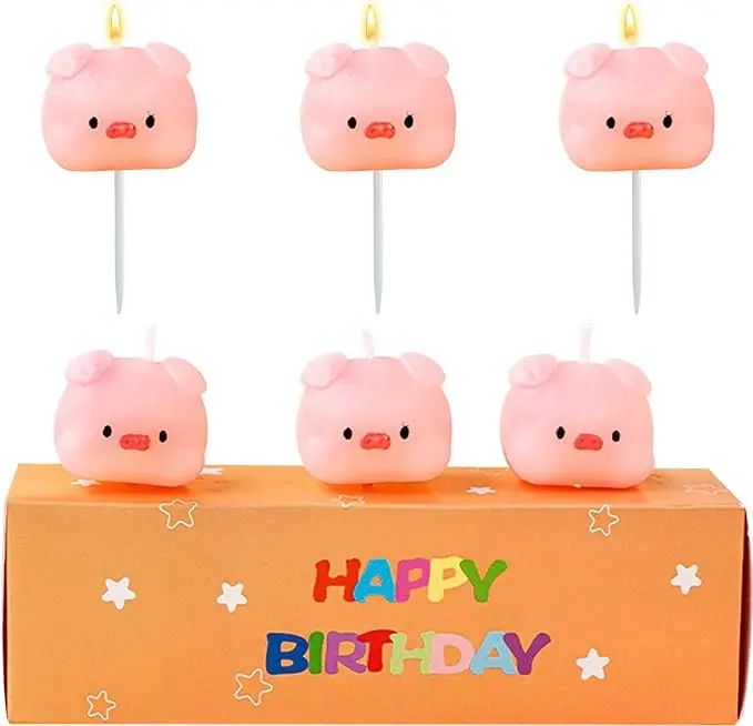 Bougie cochon pour gâteau