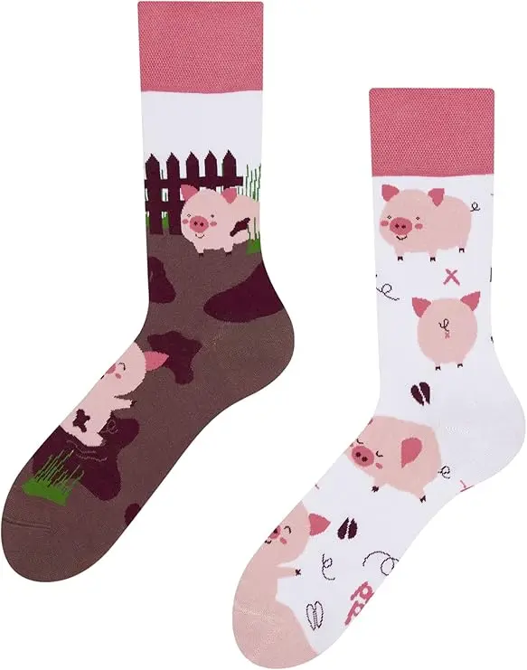 Chaussettes fantaisie cochon pour adultes et enfants