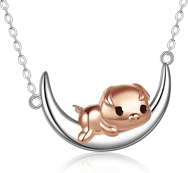 Collier pendentif cochon pour femmes et filles