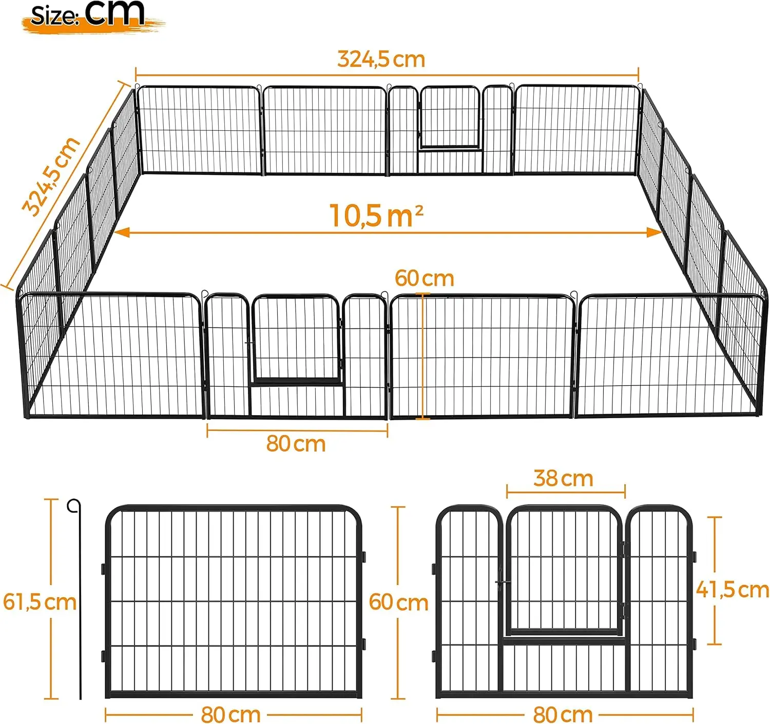 Grand enclos pliable en métal pour mini cochon, cochon nain ou petit animal domestique