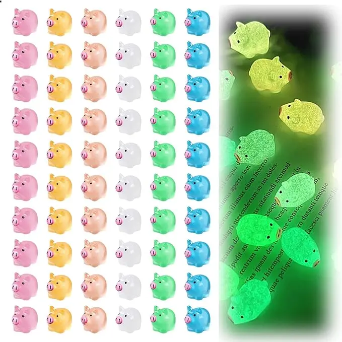 Figurines cochons fluo