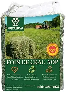 Foin de Crau AOP PUR'ANIMAL de qualité supérieure pour cochon de compagnie, lapin et rongeurs
