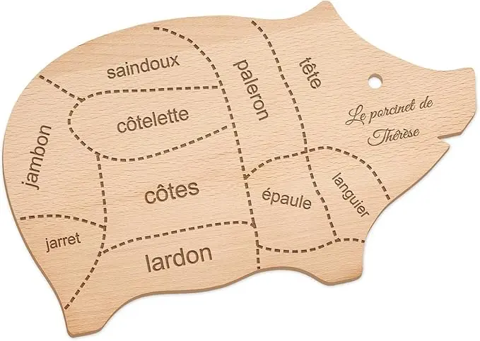 Planche à découper gravée avec cochon